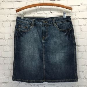 True Blues Vintage Distressed Stretch Denim Skirt